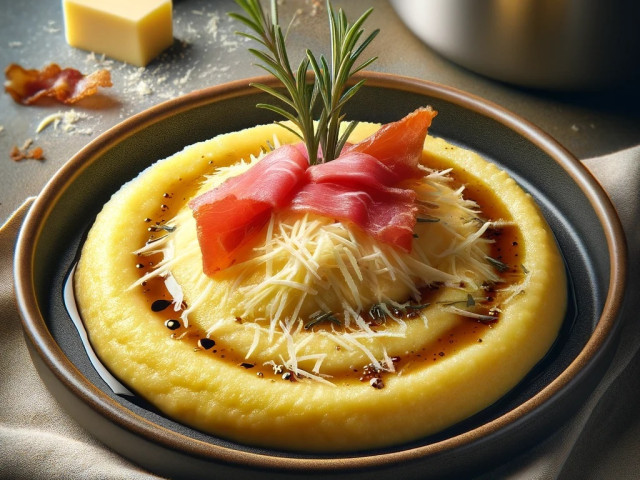 Polenta mit Bergkäse und Speck