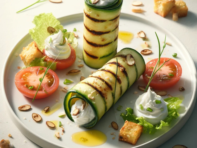 Zucchiniröllchen mit Frischkäsecreme