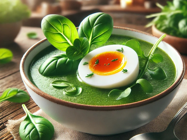 Kressesuppe mit weichem Ei