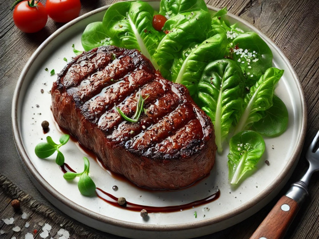Rumpsteak an Honig-Senf-Dressing