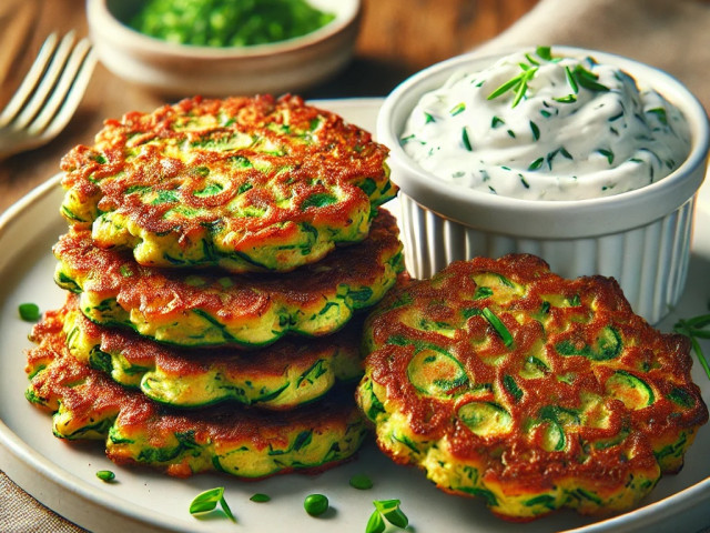 Zucchinipuffer mit Kräuterquark