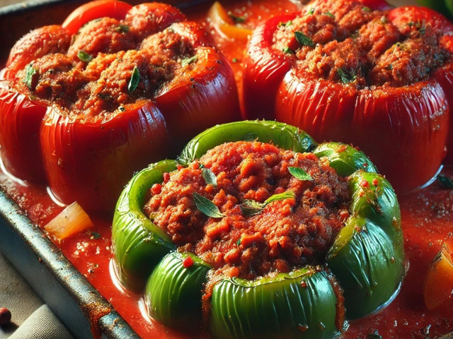 Gefüllte Paprika in Tomatensauce