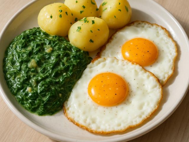 Spinat-Kartoffel-Spiegelei