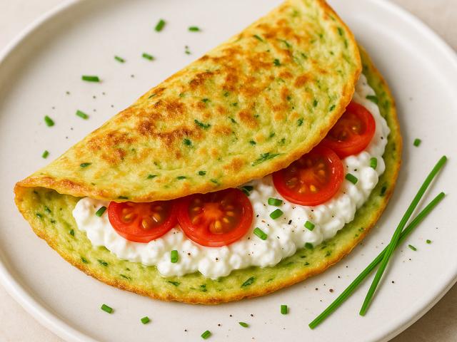 Zucchini-Hüttenkäse Omelette
