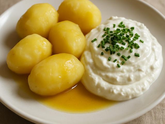 Gekochte Kartoffeln mit Leinöl und Quark