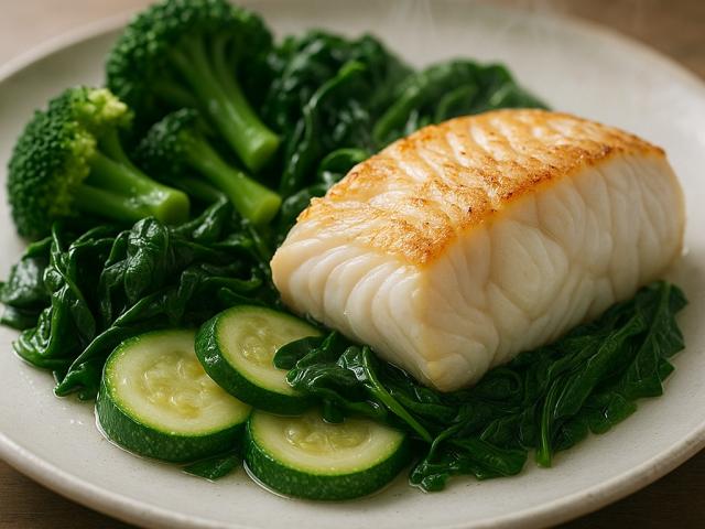 Fisch mit gedünstetem Gemüse