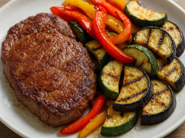 Rindsschnitzel mit Grillgemüse